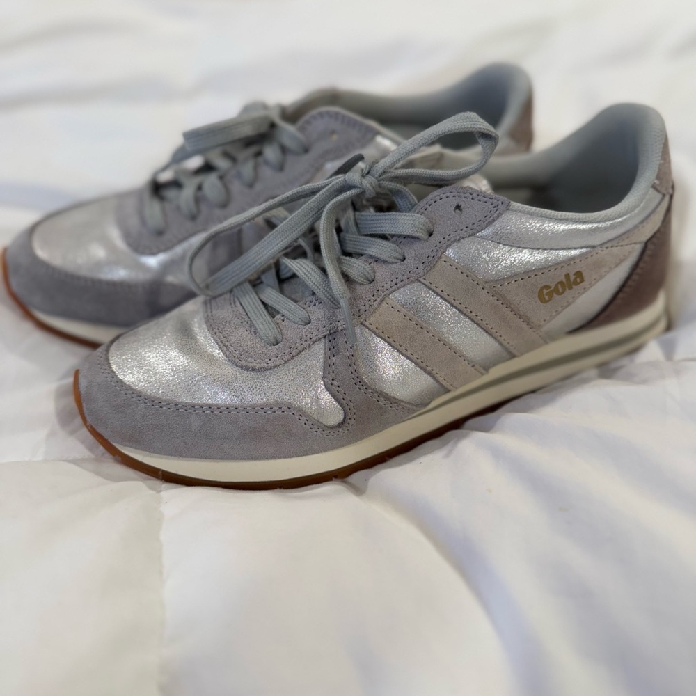 Gola Women's Metallic Silver and Gray Sneakers